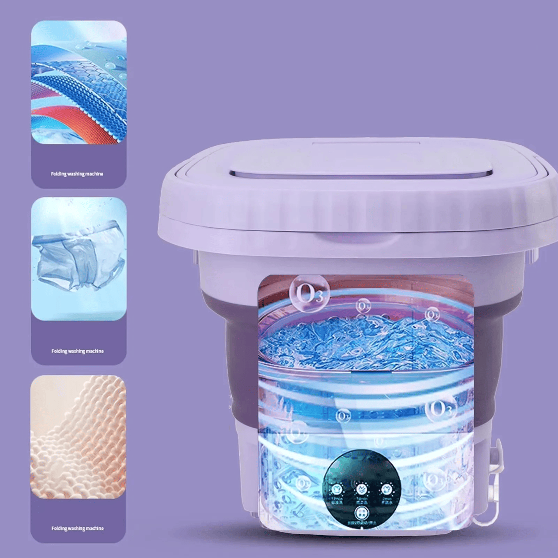 WashFold foldable wash and spin unit with detergent drawer